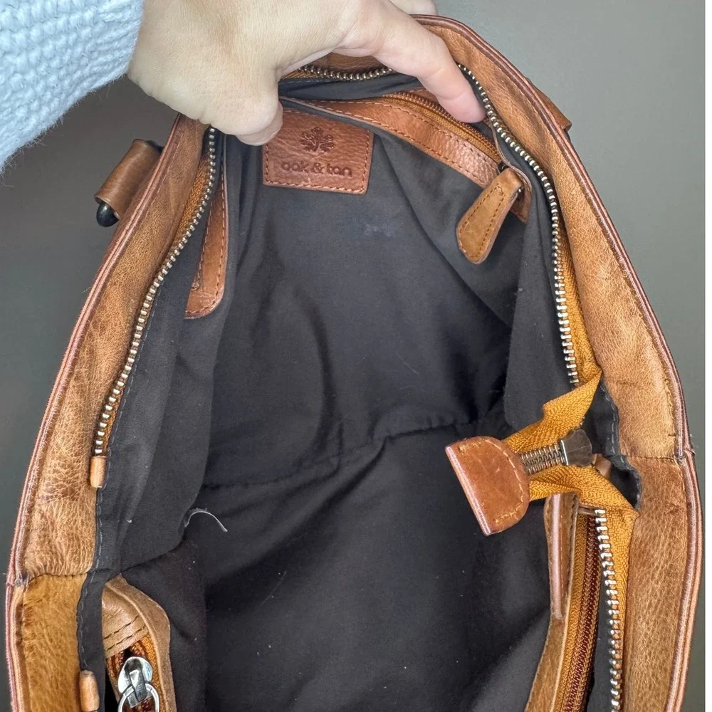 Oak & Tan Brown Leather Tote Shoulder Bag‎ Classic Everyday Purse